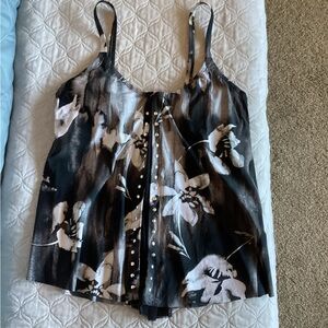 NWT- Amoressa Swimwear Tankini- Floral Black and White Women's Top